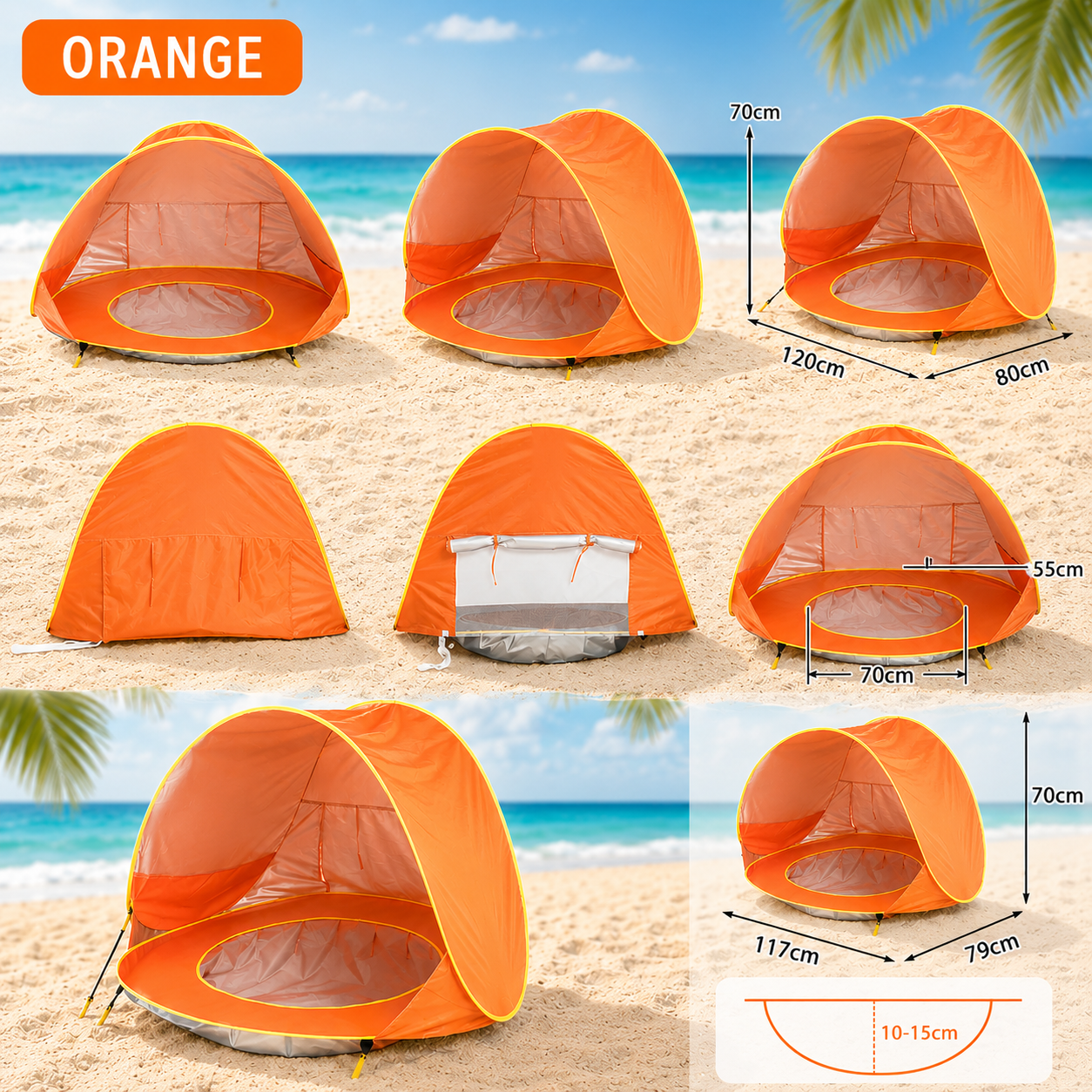 Tente de Plage Bébé Anti-UV - Rose clair ☀️