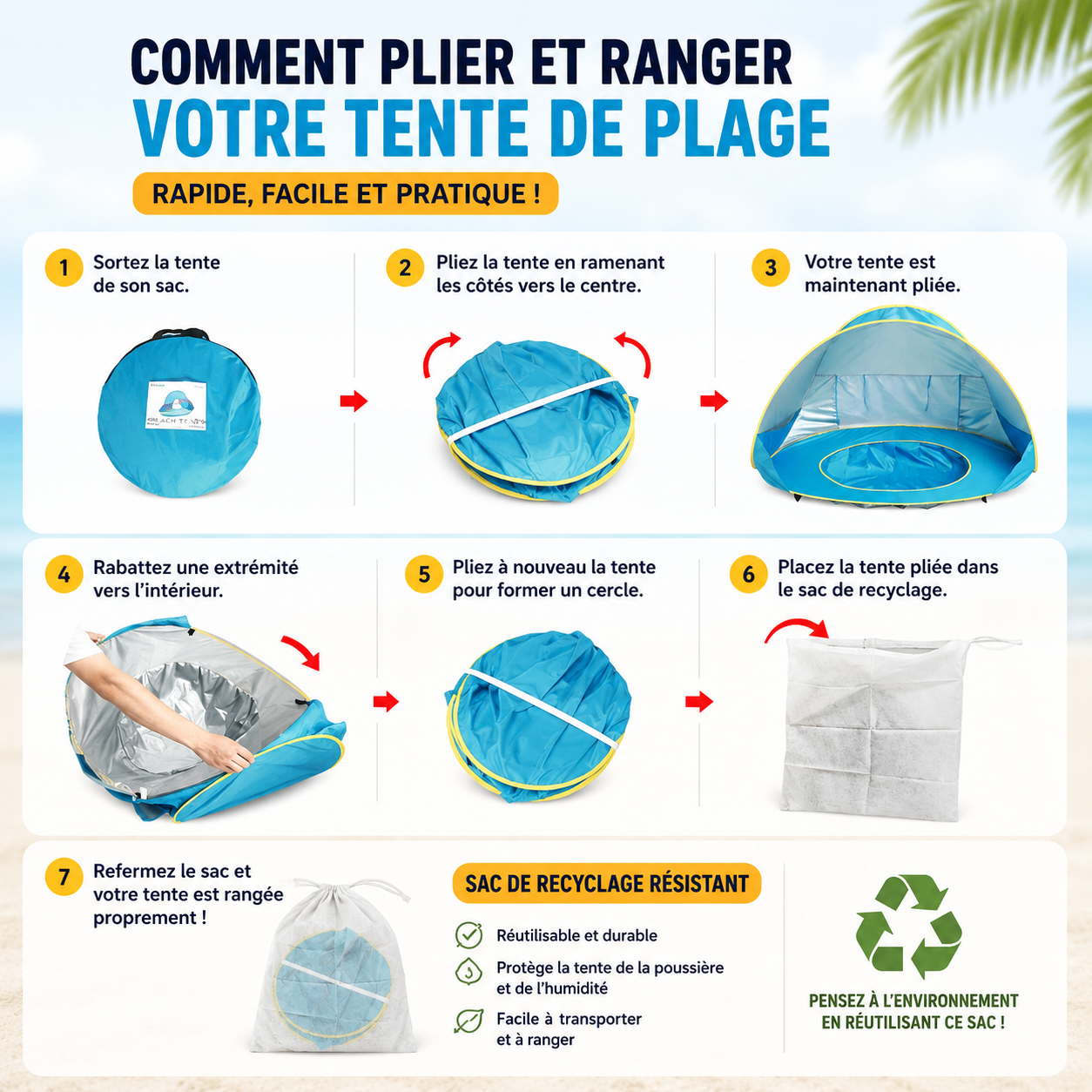Tente de Plage Bébé Anti-UV - Bleu ☀️